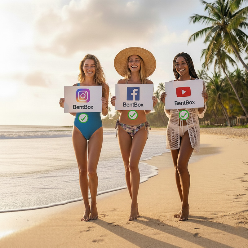 Social media icons connecting safely to a BentBox profile through a presentation page