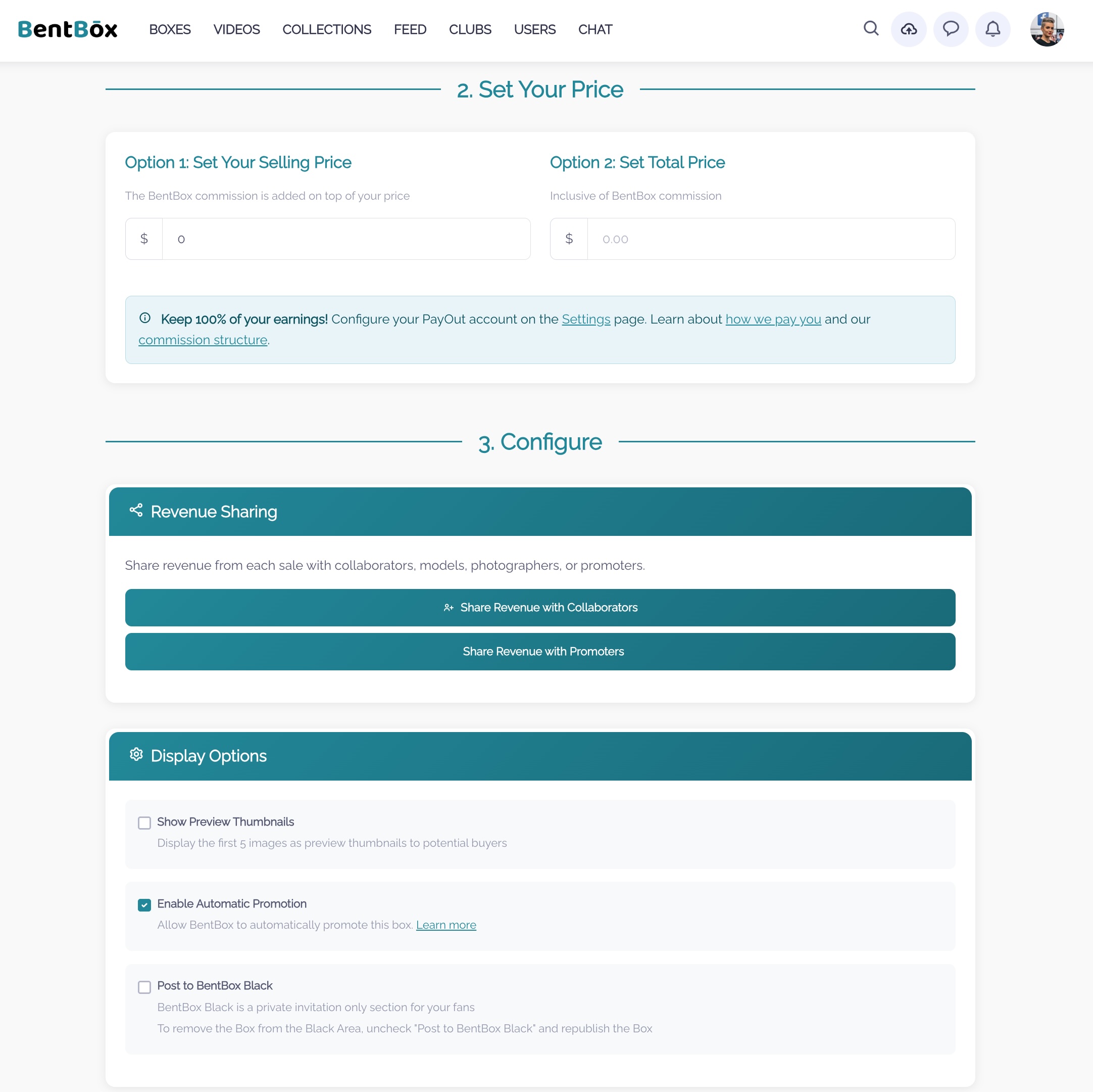Step 14: Sale settings configuration - 2 of 4 on BentBox